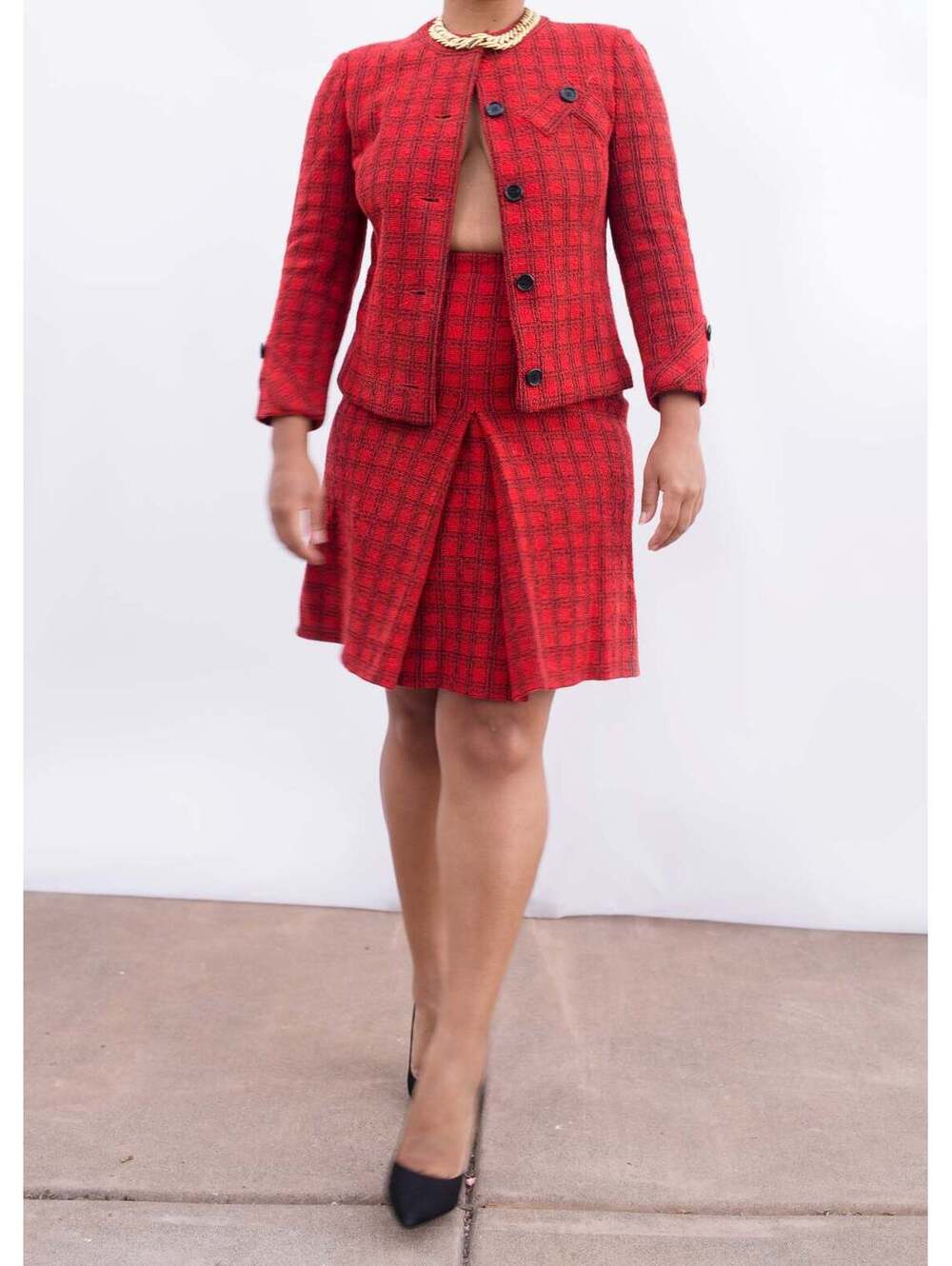 Tricosa Plaid Two-Piece Skirt Set